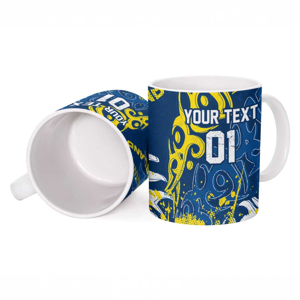 Personalized North Queensland Cowboys Rugby Ceramic Mug Urban Street Graffiti Style - Distressed Splatter Elements