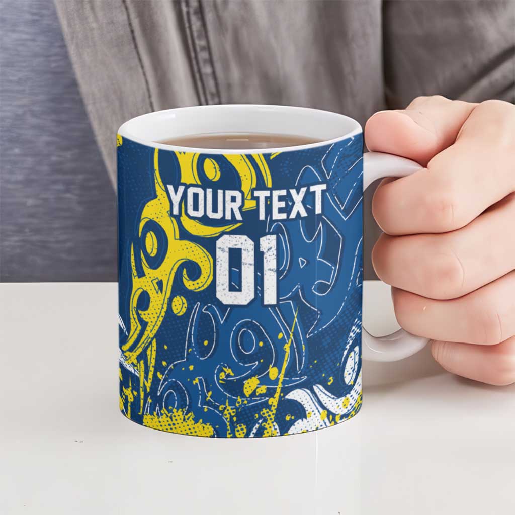 Personalized North Queensland Cowboys Rugby Ceramic Mug Urban Street Graffiti Style - Distressed Splatter Elements