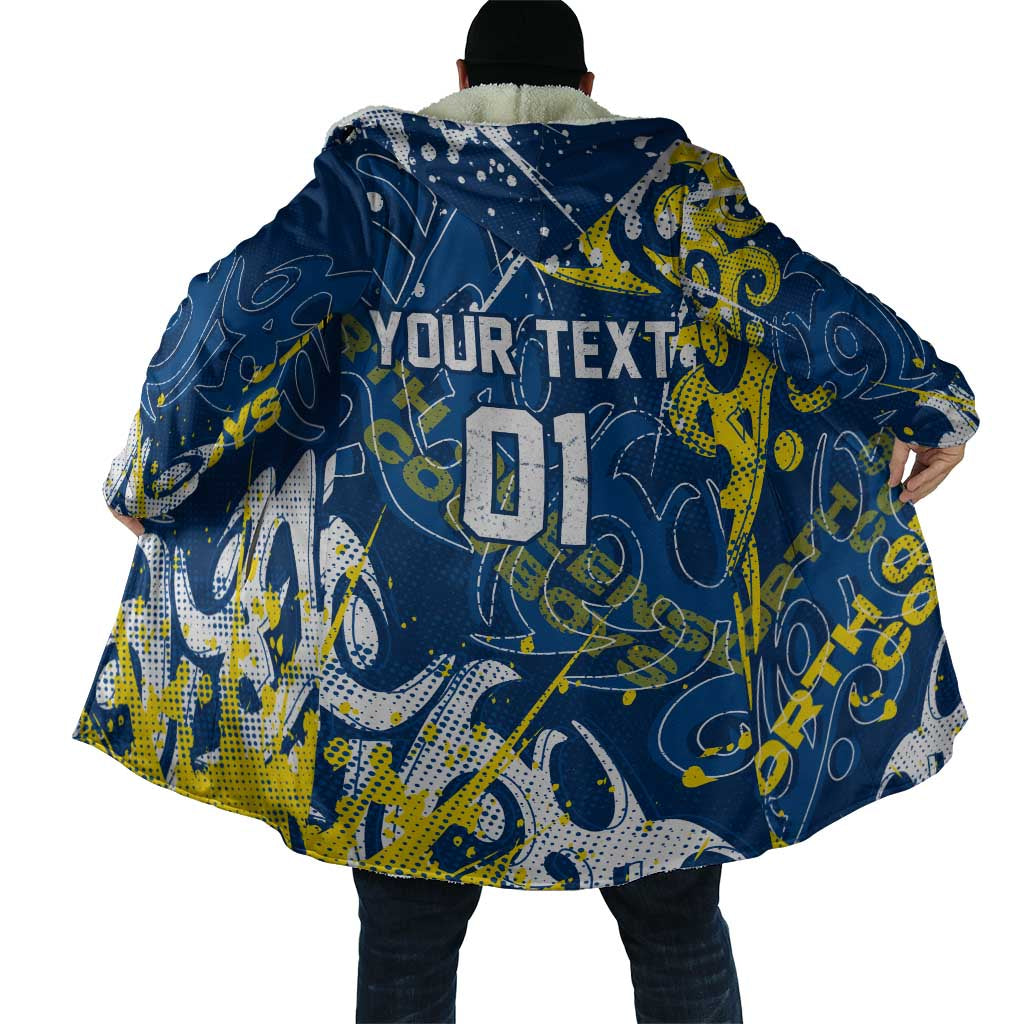Personalized North Queensland Cowboys Rugby Cloak Urban Street Graffiti Style - Distressed Splatter Elements