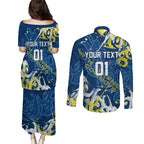 Personalized North Queensland Cowboys Rugby Couples Matching Puletasi and Long Sleeve Button Shirt Urban Street Graffiti Style - Distressed Splatter Elements
