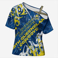 Personalized North Queensland Cowboys Rugby Cross Shoulder Shirt Urban Street Graffiti Style - Distressed Splatter Elements