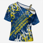 Personalized North Queensland Cowboys Rugby Cross Shoulder Shirt Urban Street Graffiti Style - Distressed Splatter Elements