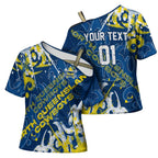 Personalized North Queensland Cowboys Rugby Cross Shoulder Shirt Urban Street Graffiti Style - Distressed Splatter Elements