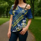 Personalized North Queensland Cowboys Rugby Cross Shoulder Shirt Urban Street Graffiti Style - Distressed Splatter Elements
