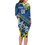 Personalized North Queensland Cowboys Rugby Family Matching Long Sleeve Bodycon Dress and Hawaiian Shirt Urban Street Graffiti Style - Distressed Splatter Elements