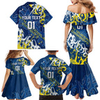 Personalized North Queensland Cowboys Rugby Family Matching Mermaid Dress and Hawaiian Shirt Urban Street Graffiti Style - Distressed Splatter Elements