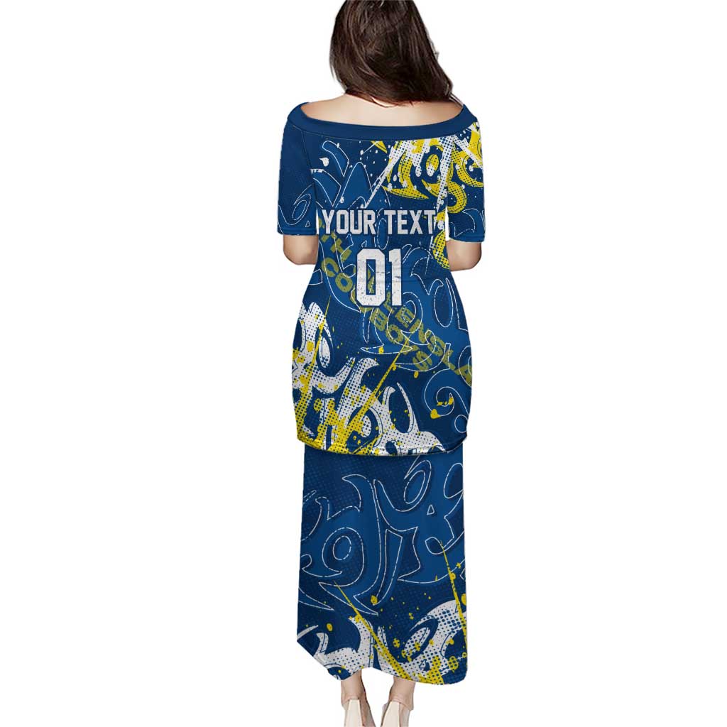 Personalized North Queensland Cowboys Rugby Family Matching Puletasi and Hawaiian Shirt Urban Street Graffiti Style - Distressed Splatter Elements