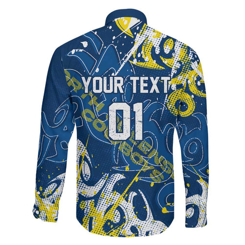 Personalized North Queensland Cowboys Rugby Family Matching Summer Maxi Dress and Hawaiian Shirt Urban Street Graffiti Style - Distressed Splatter Elements