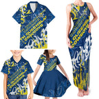 Personalized North Queensland Cowboys Rugby Family Matching Tank Maxi Dress and Hawaiian Shirt Urban Street Graffiti Style - Distressed Splatter Elements