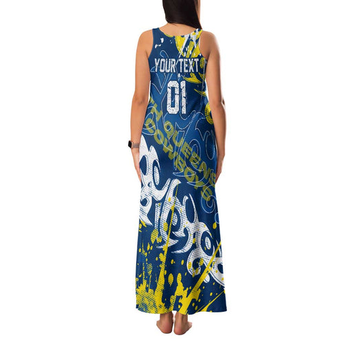 Personalized North Queensland Cowboys Rugby Family Matching Tank Maxi Dress and Hawaiian Shirt Urban Street Graffiti Style - Distressed Splatter Elements