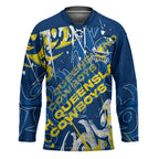 Personalized North Queensland Cowboys Rugby Hockey Jersey Urban Street Graffiti Style - Distressed Splatter Elements