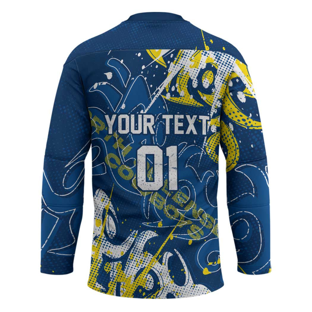 Personalized North Queensland Cowboys Rugby Hockey Jersey Urban Street Graffiti Style - Distressed Splatter Elements