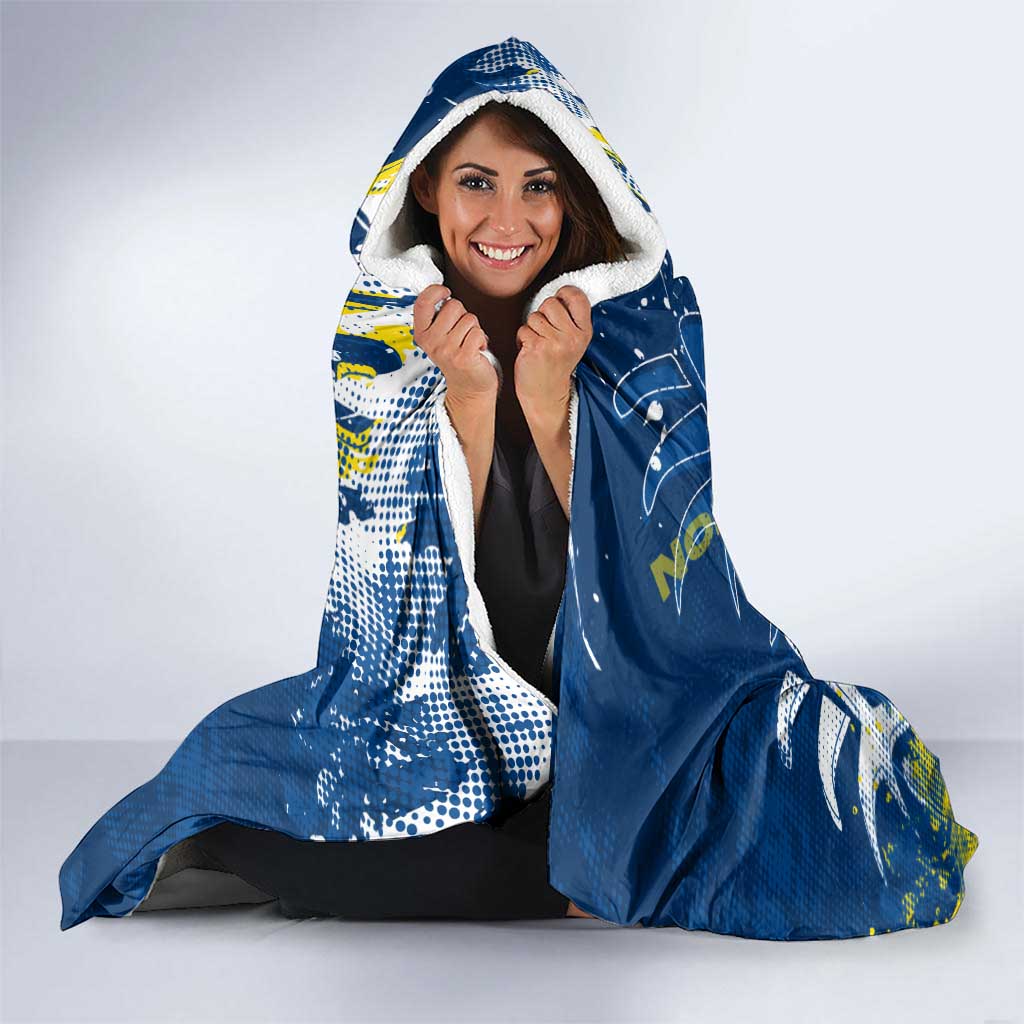 Personalized North Queensland Cowboys Rugby Hooded Blanket Urban Street Graffiti Style - Distressed Splatter Elements