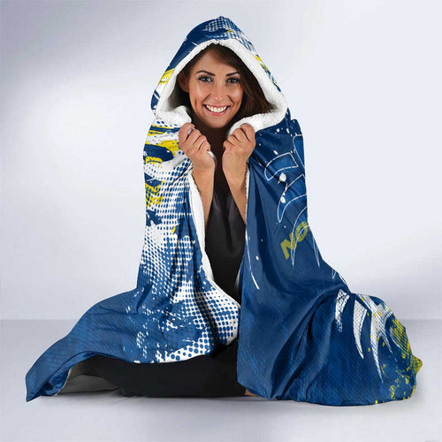 Personalized North Queensland Cowboys Rugby Hooded Blanket Urban Street Graffiti Style - Distressed Splatter Elements