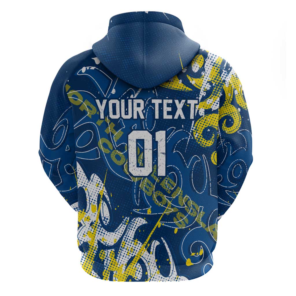 Personalized North Queensland Cowboys Rugby Hoodie Urban Street Graffiti Style - Distressed Splatter Elements
