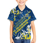 Personalized North Queensland Cowboys Rugby Kid Hawaiian Shirt Urban Street Graffiti Style - Distressed Splatter Elements