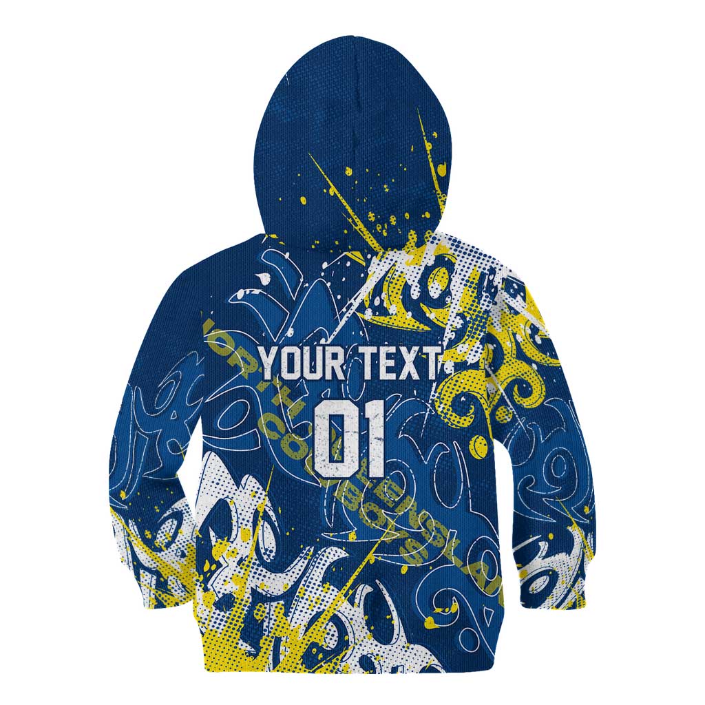 Personalized North Queensland Cowboys Rugby Kid Hoodie Urban Street Graffiti Style - Distressed Splatter Elements