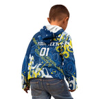 Personalized North Queensland Cowboys Rugby Kid Hoodie Urban Street Graffiti Style - Distressed Splatter Elements