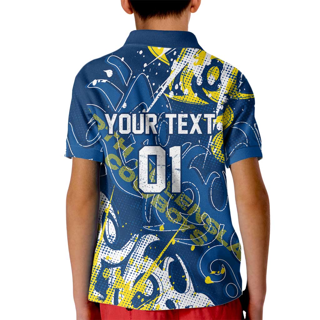 Personalized North Queensland Cowboys Rugby Kid Polo Shirt Urban Street Graffiti Style - Distressed Splatter Elements