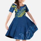 Personalized North Queensland Cowboys Rugby Kid Short Sleeve Dress Urban Street Graffiti Style - Distressed Splatter Elements