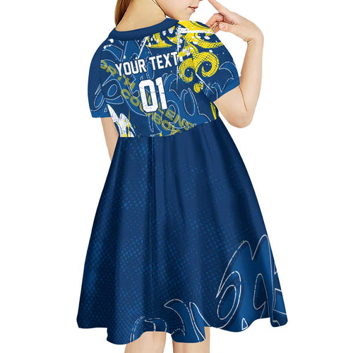 Personalized North Queensland Cowboys Rugby Kid Short Sleeve Dress Urban Street Graffiti Style - Distressed Splatter Elements