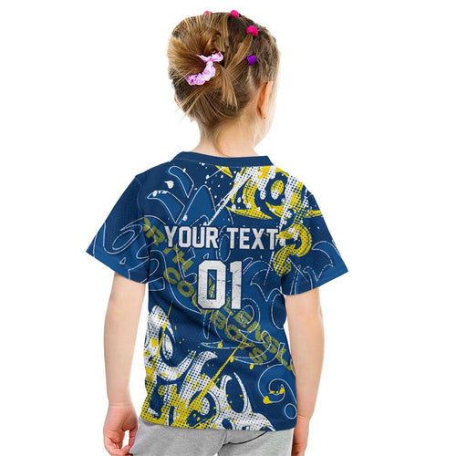 Personalized North Queensland Cowboys Rugby Kid T Shirt Urban Street Graffiti Style - Distressed Splatter Elements