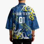 Personalized North Queensland Cowboys Rugby Kimono Urban Street Graffiti Style - Distressed Splatter Elements