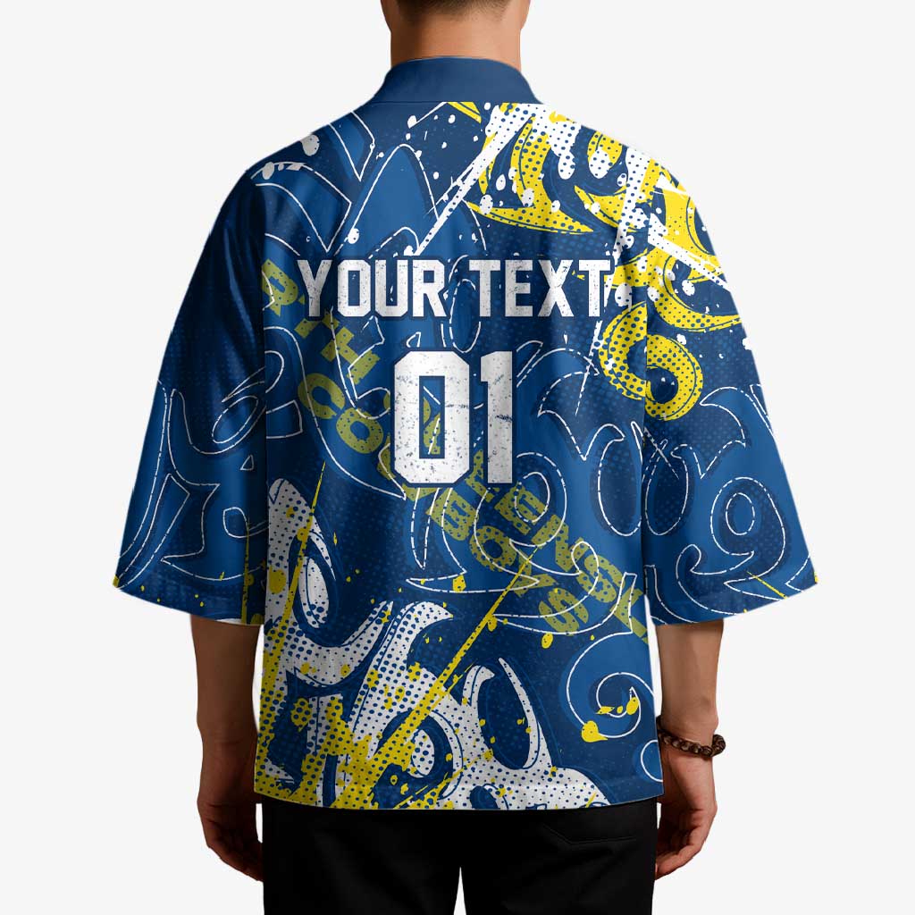 Personalized North Queensland Cowboys Rugby Kimono Urban Street Graffiti Style - Distressed Splatter Elements