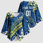 Personalized North Queensland Cowboys Rugby Kimono Sleeve Blouse Urban Street Graffiti Style - Distressed Splatter Elements