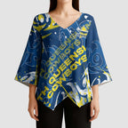 Personalized North Queensland Cowboys Rugby Kimono Sleeve Blouse Urban Street Graffiti Style - Distressed Splatter Elements