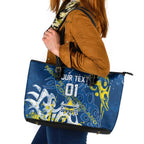 Personalized North Queensland Cowboys Rugby Leather Tote Bag Urban Street Graffiti Style - Distressed Splatter Elements