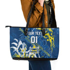 Personalized North Queensland Cowboys Rugby Leather Tote Bag Urban Street Graffiti Style - Distressed Splatter Elements