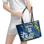 Personalized North Queensland Cowboys Rugby Leather Tote Bag Urban Street Graffiti Style - Distressed Splatter Elements