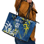 Personalized North Queensland Cowboys Rugby Leather Tote Bag Urban Street Graffiti Style - Distressed Splatter Elements