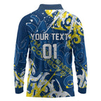 Personalized North Queensland Cowboys Rugby Long Sleeve Polo Shirt Urban Street Graffiti Style - Distressed Splatter Elements