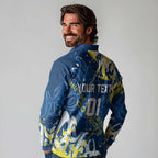 Personalized North Queensland Cowboys Rugby Long Sleeve Polo Shirt Urban Street Graffiti Style - Distressed Splatter Elements