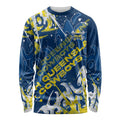 Personalized North Queensland Cowboys Rugby Long Sleeve Shirt Urban Street Graffiti Style - Distressed Splatter Elements