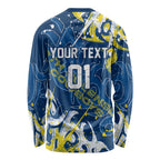 Personalized North Queensland Cowboys Rugby Long Sleeve Shirt Urban Street Graffiti Style - Distressed Splatter Elements