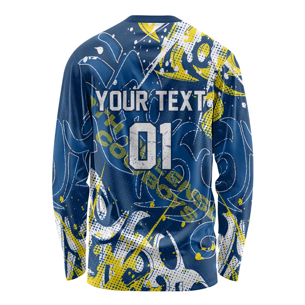 Personalized North Queensland Cowboys Rugby Long Sleeve Shirt Urban Street Graffiti Style - Distressed Splatter Elements