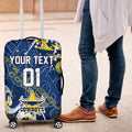 Personalized North Queensland Cowboys Rugby Luggage Cover Urban Street Graffiti Style - Distressed Splatter Elements