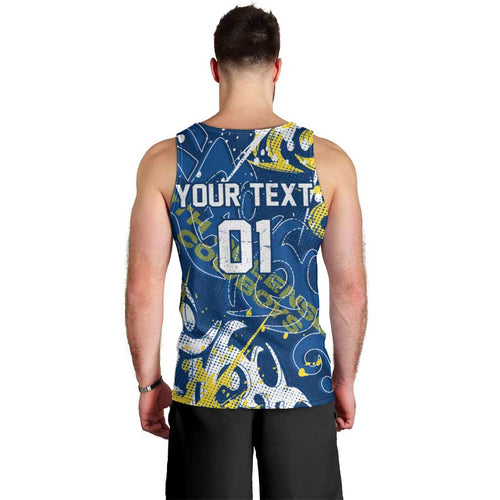 Personalized North Queensland Cowboys Rugby Men Tank Top Urban Street Graffiti Style - Distressed Splatter Elements