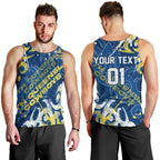 Personalized North Queensland Cowboys Rugby Men Tank Top Urban Street Graffiti Style - Distressed Splatter Elements