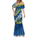 Personalized North Queensland Cowboys Rugby Mermaid Dress Urban Street Graffiti Style - Distressed Splatter Elements