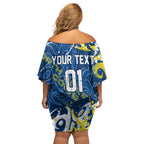 Personalized North Queensland Cowboys Rugby Off Shoulder Short Dress Urban Street Graffiti Style - Distressed Splatter Elements