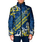 Personalized North Queensland Cowboys Rugby Padded Jacket Urban Street Graffiti Style - Distressed Splatter Elements