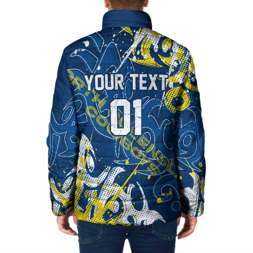 Personalized North Queensland Cowboys Rugby Padded Jacket Urban Street Graffiti Style - Distressed Splatter Elements