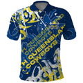 Personalized North Queensland Cowboys Rugby Polo Shirt Urban Street Graffiti Style - Distressed Splatter Elements