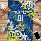 Personalized North Queensland Cowboys Rugby Puzzle Urban Street Graffiti Style - Distressed Splatter Elements