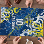 Personalized North Queensland Cowboys Rugby Puzzle Urban Street Graffiti Style - Distressed Splatter Elements