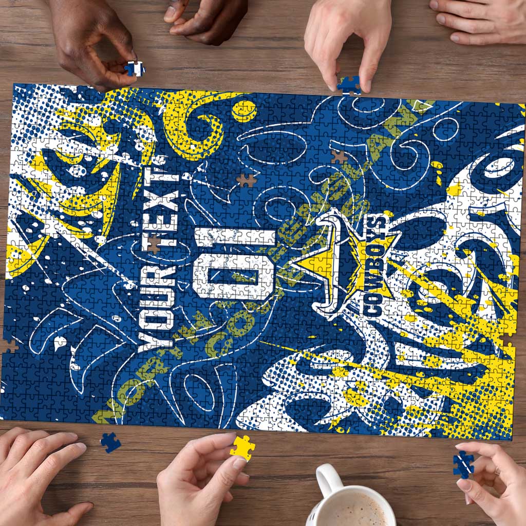 Personalized North Queensland Cowboys Rugby Puzzle Urban Street Graffiti Style - Distressed Splatter Elements